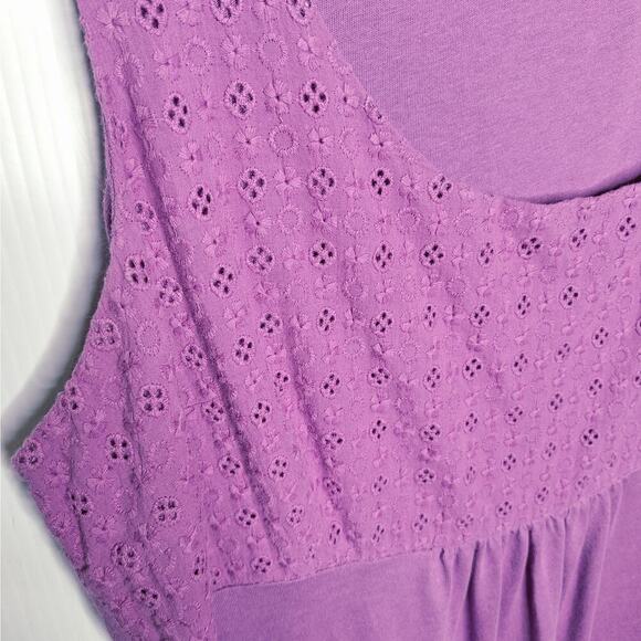 Boden Jersey Dress 12L Long Tall Eyelet Lace Sleeveless Stretch Modal Cotton - Picture 3 of 8